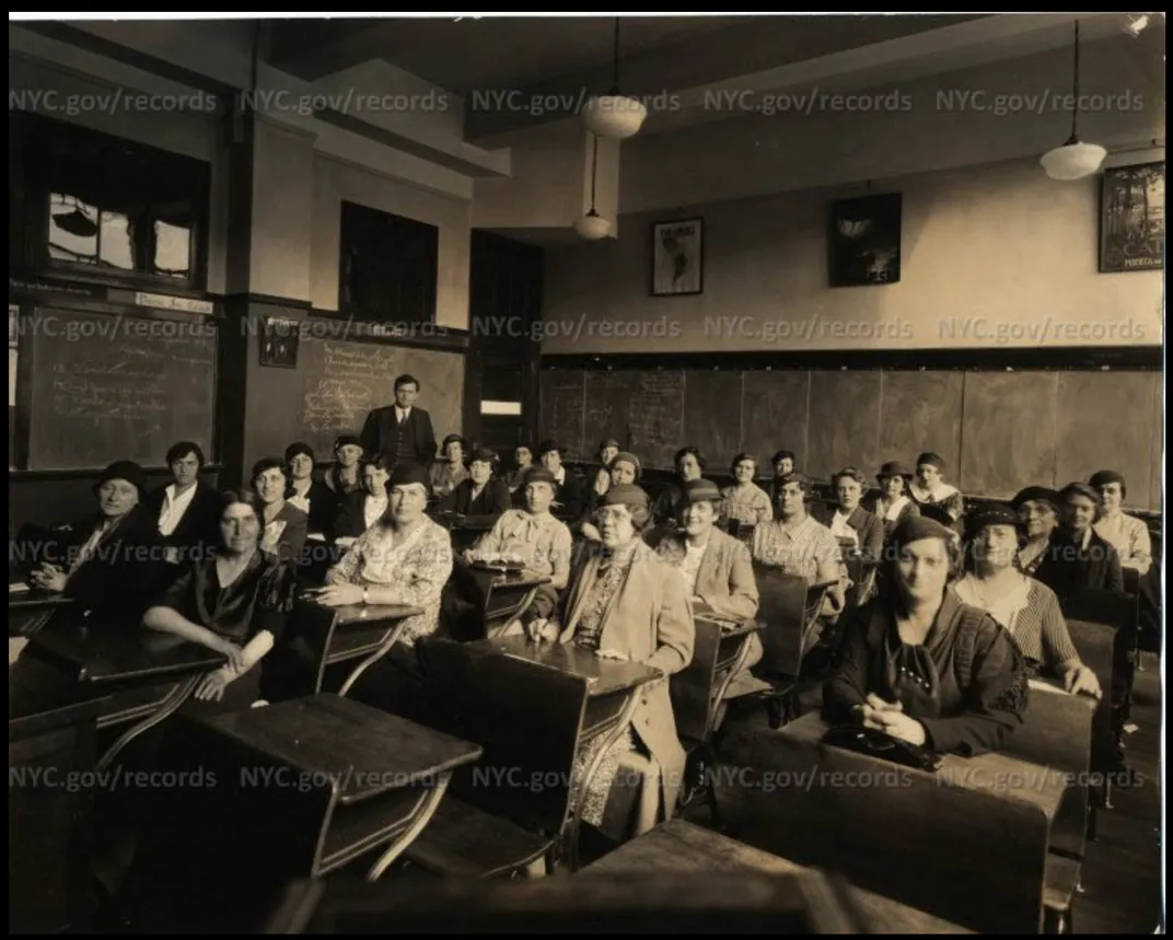 Women at the Institute for Adult Education at DeWitt Clinton High School in the Bronx, 1934.