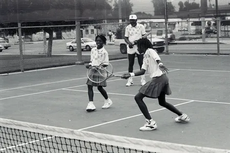 The black-and-white stills represent the spirit rendered by King Richard, the new film starring Will Smith as the Williams sisters&rsquo; father, coach and mentor.