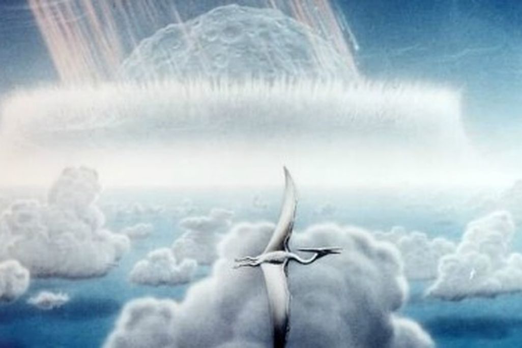 Artist Donald E. Davis' depiction of the asteroid impact