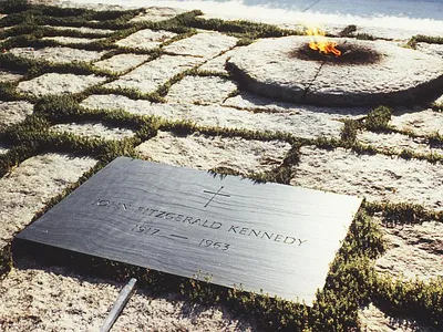 John F. Kennedy's permanent gravesite at the Arlington National Cemetery.