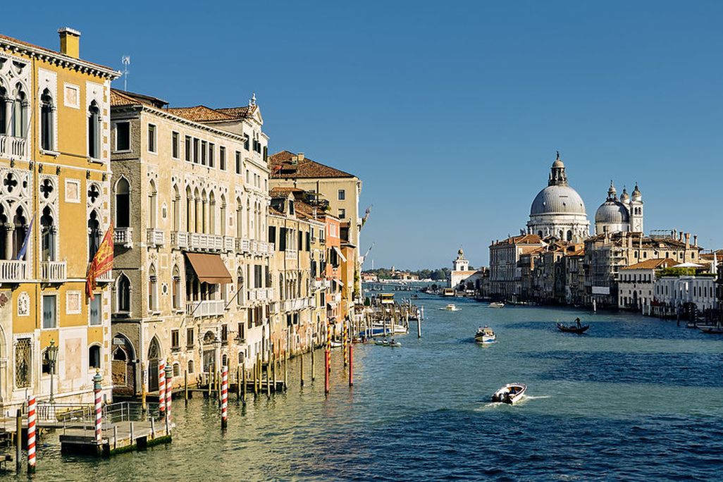 One of Venice's waterways with buildings overlooking