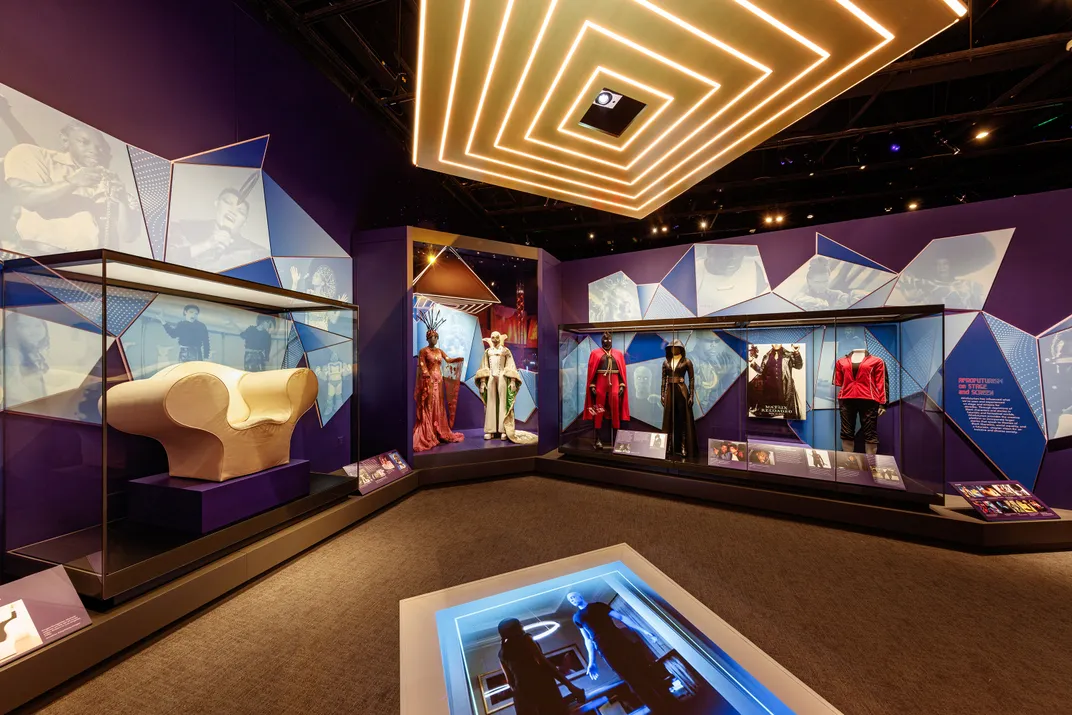 View of the pop culture display cases in Afrofuturism