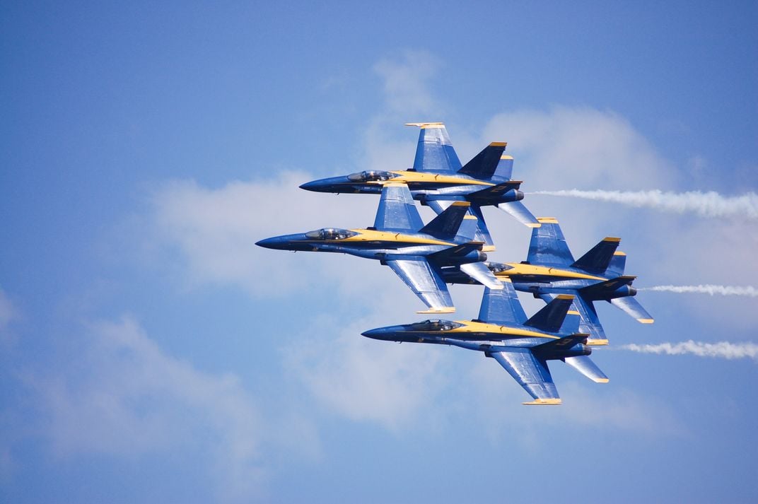 The Blue Angels performing in Virginia Beach, VA for the annual