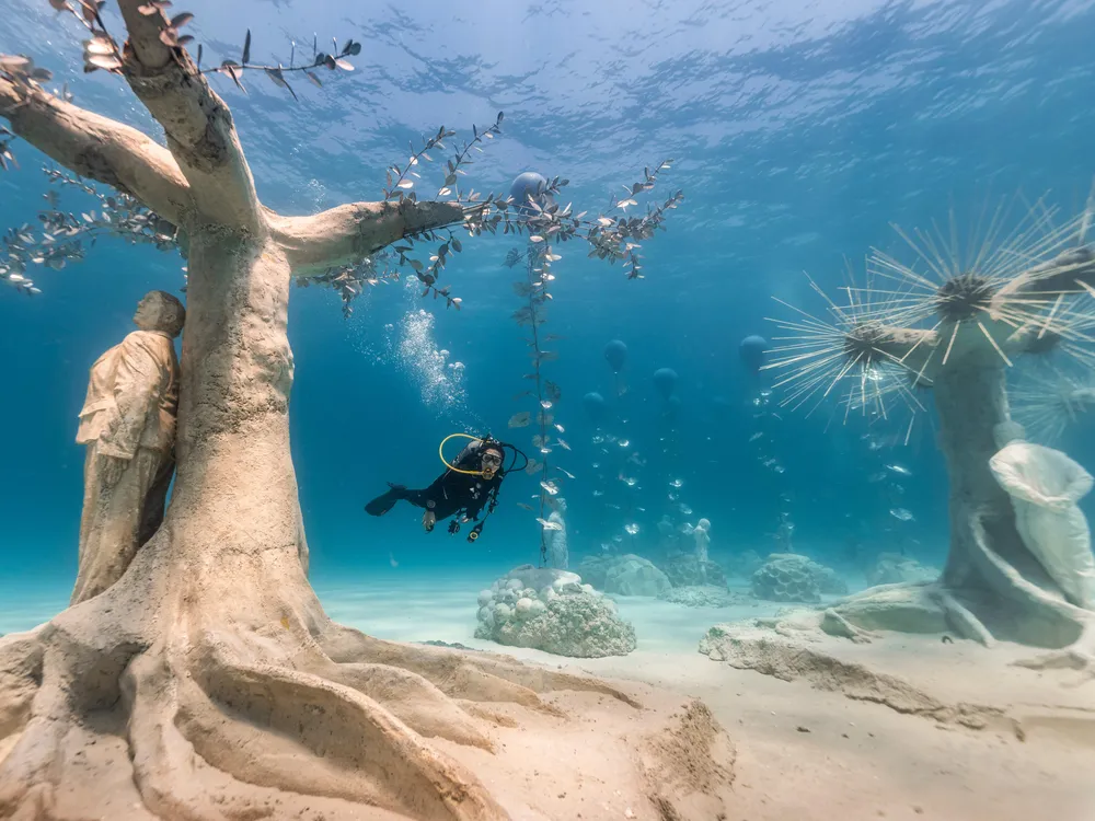 Diver exploring the new underwater museum