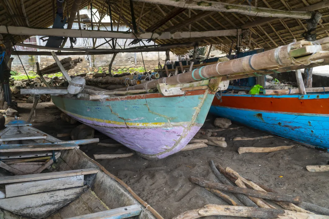 Traditional wooden fishing boats in the Lesser Sunda Islands, Indonesia