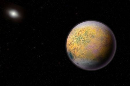 An artist’s  conception of a distant Solar System Planet  X, which could be shaping the orbits of smaller extremely distant outer solar system objects like 2015 TG387.
