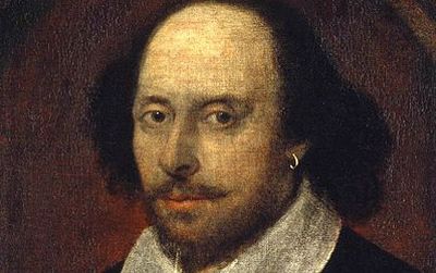The "Chandos Portrait" of Shakespeare–dating to c.1600 and one of only two that may have been painted from life–is thought to be the work of the playwright's "intimate friend" John Taylor of the Painter-Stainers' Company (though it may not show Shakespeare at all). Its be-earringed playwright, pictured without the usual ruff, seems to show an altogether tougher character than the figure that appears in more familiar likenesses.