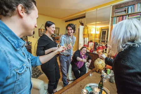 A champagne toast for all leads into a gourmet meal.