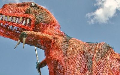 Recyclosaurus rex, seen outside the Museum of Science and Industry in Tampa, Florida.