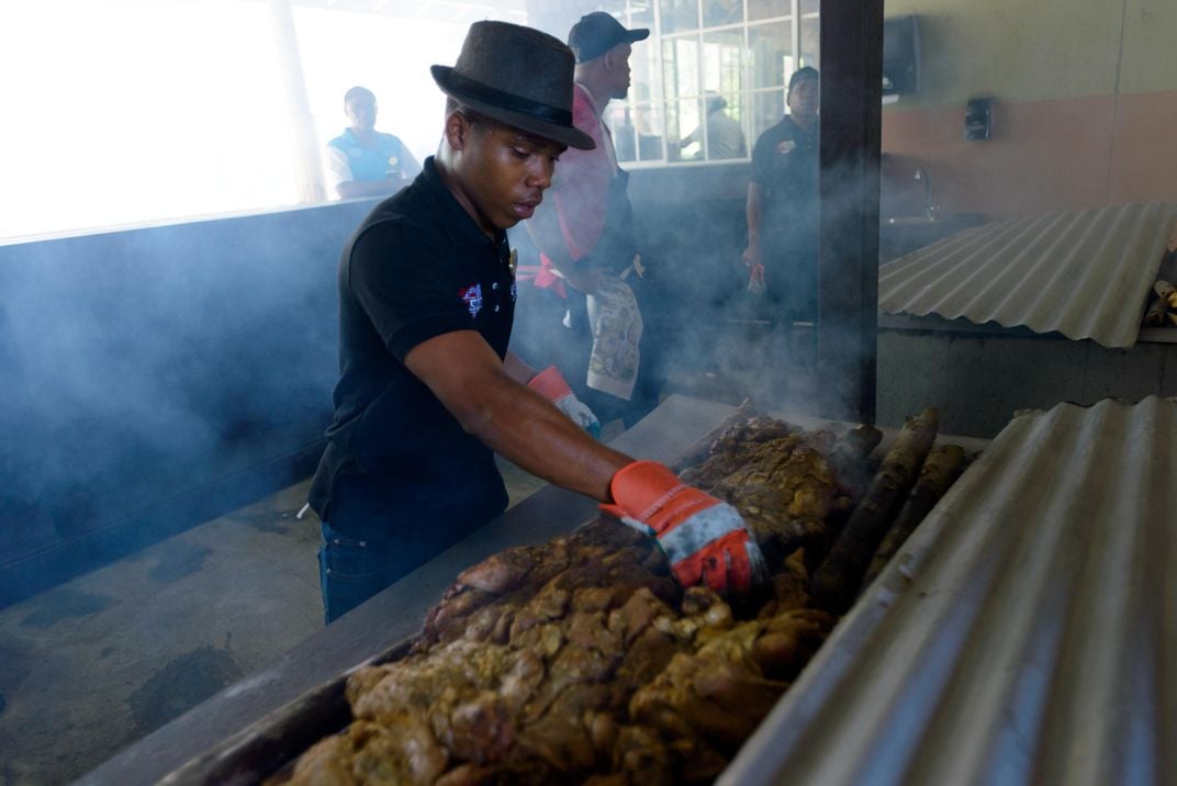 Jerk pork in Jamaica