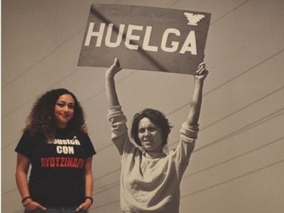 Michelle Tovar during her LMSP fellowship in 2015, viewing the Dolores Huerta exhibition at the National Portrait Gallery
