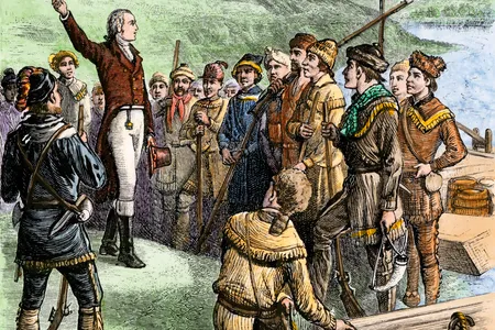 Aaron Burr exhorting his followers at Blennerhassett Island Ohio River 1805