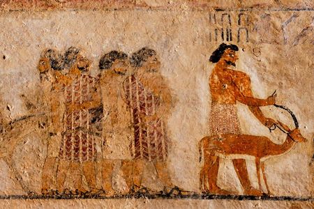 Wall art dated to around 1900 B.C. shows visitors to Egypt wearing colorful robes distinct from the white clothing worn by locals.