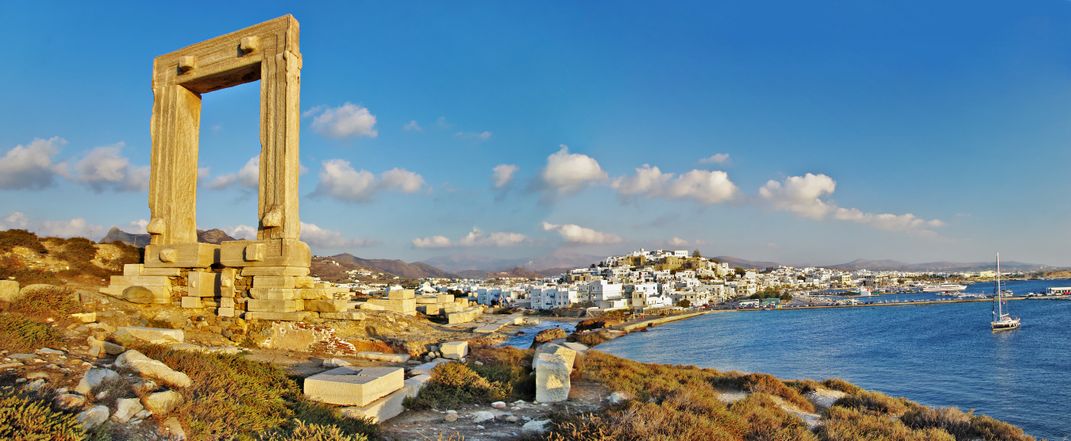 The Portara and Old Town in the distance, Naxos