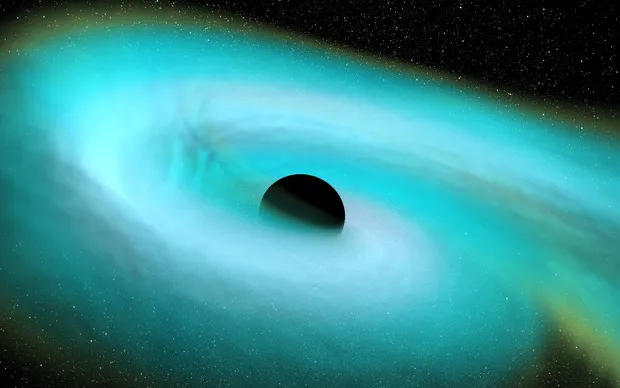 A image of a simulation of a black hole merging with a neutron star