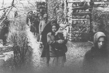 The accused "Angel Makers of Nagyrév" walk in the Szolnok prison yard in Hungary.