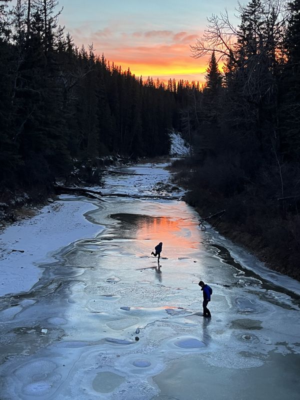 Exploring frozen Fish Creek at sunset thumbnail