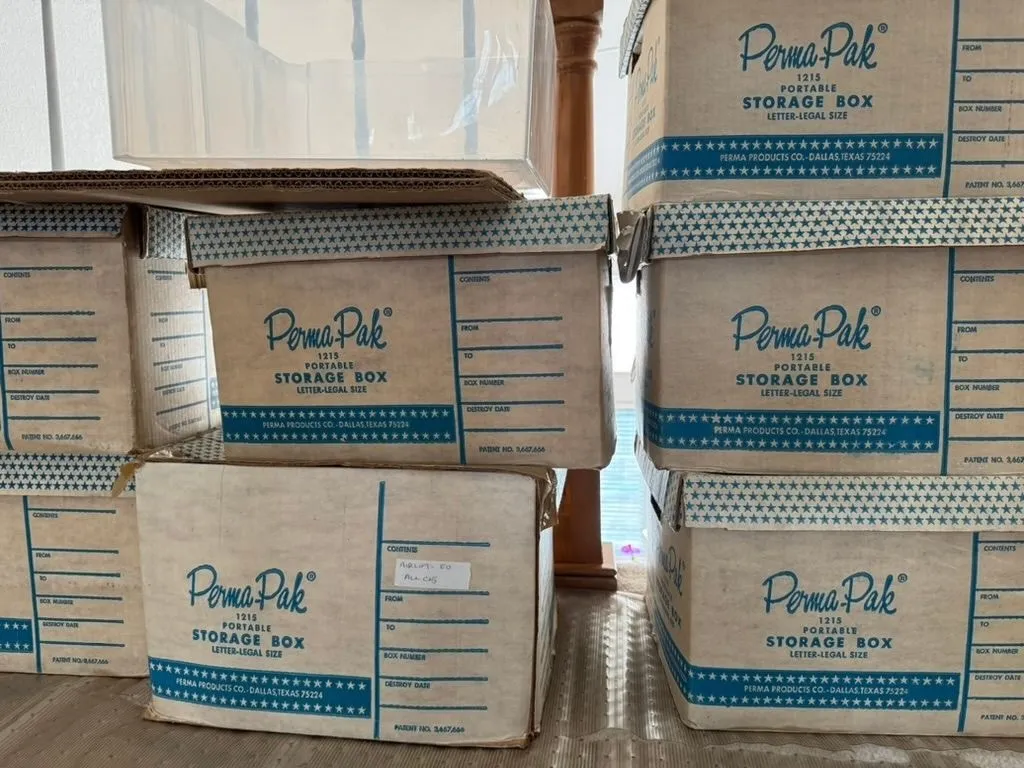 Some of the boxes of Operation Babylift records found in Gage's basement