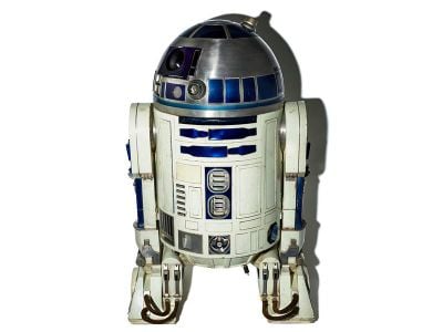 R2-D2 droid costume featured in the movie Star Wars Episode VI: Return of the Jedi, currently not on display at the museum