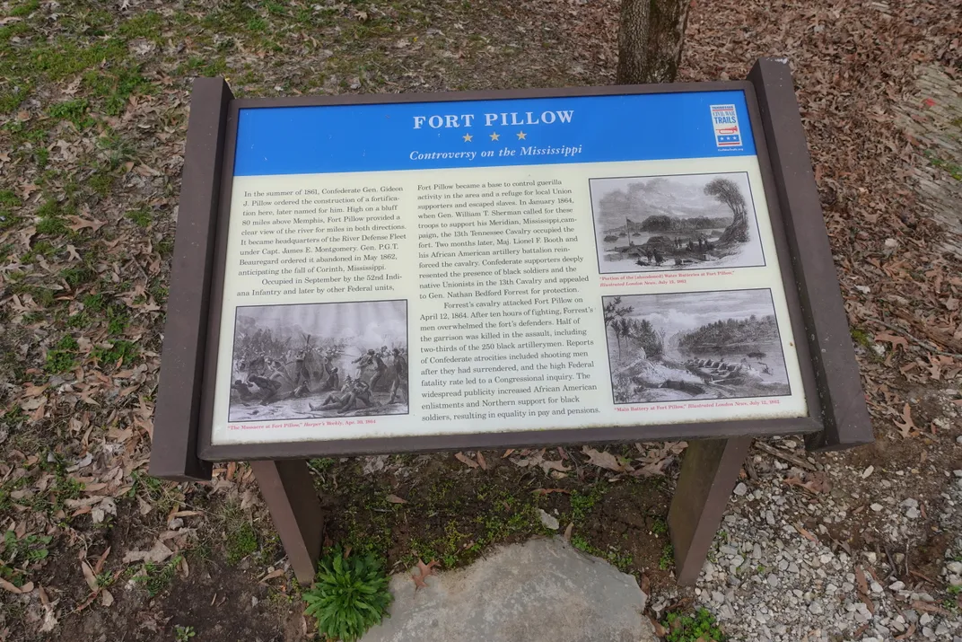 An interpretive sign at the Fort Pillow State Historic Park