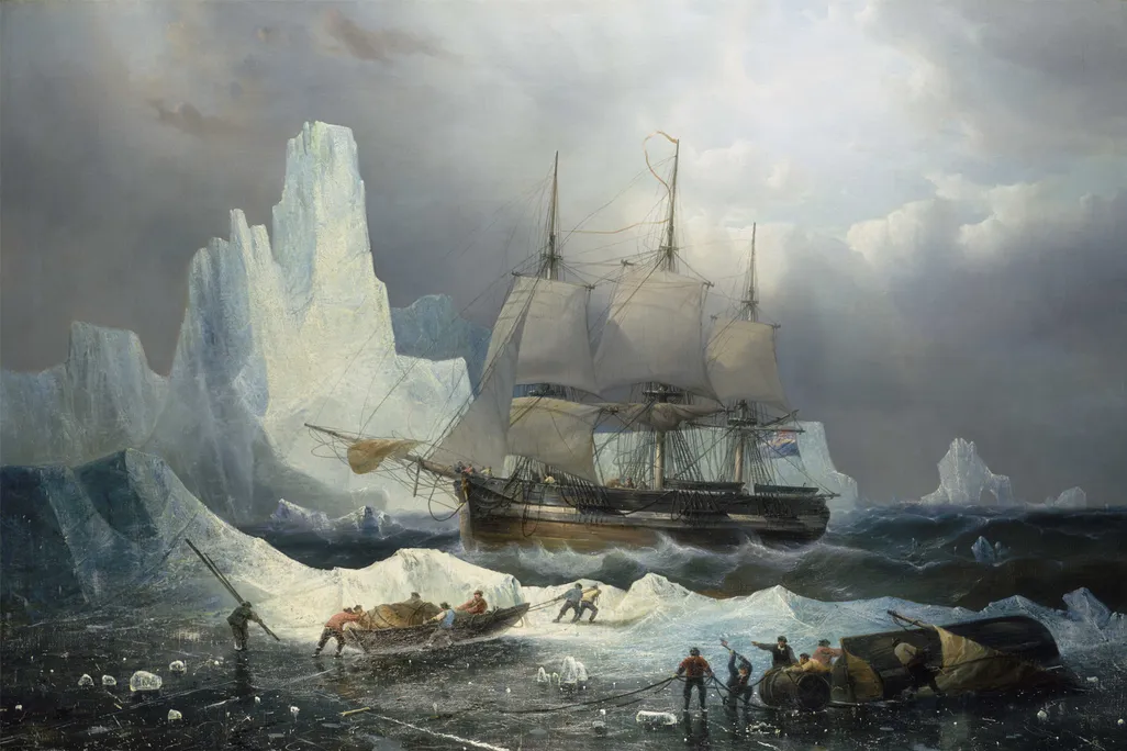 A 19th-century painting of HMS Erebus​​​​​​​, one of two ships involved in John Franklin's 1845 expedition, in the ice