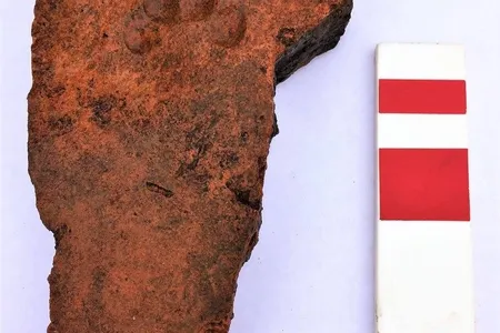 Roman roof tile with its cat print