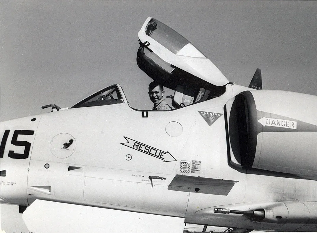 Lieutenant Prouse in his Douglas A-4B Skyhawk