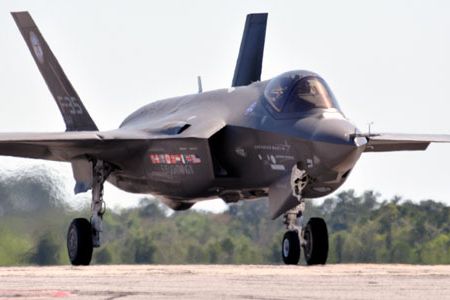 The Department of Defense's newest fighter, the F-35 Lightning II, also known as the Joint Strike Fighter, touches down at Eglin AFB in Florida on April 22. This first visit to Eglin, the future home of the JSF training facility, was to showcase the aircraft to the local community.