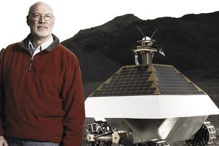 Red Whittaker with his namesake, Red Rover II. Hours after Google announced its Lunar X Prize, Whittaker threw his ’bot in the ring.