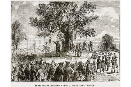 The Liberty Tree in colonial-era Boston