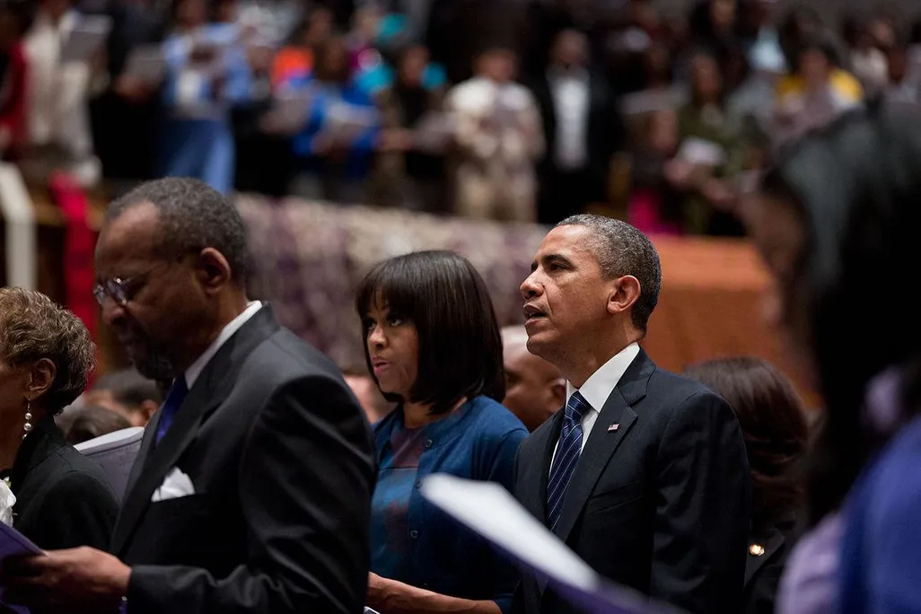The Obamas worship at African Methodist Episcopal Church in Washington, D.C.