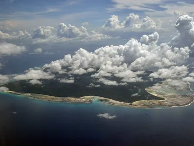 An aerial shot of North Sentinel Island