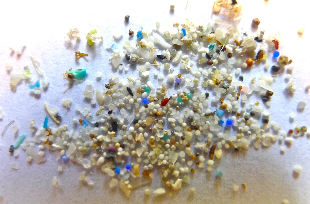 Microplastics on a white background
