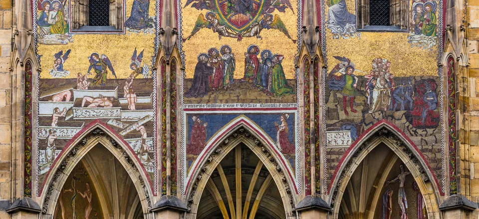  Gothic mosaic facade, St. Vitus Cathedral, Prague 