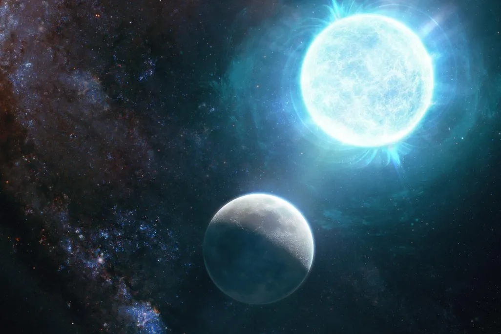 white dwarf star and the moon