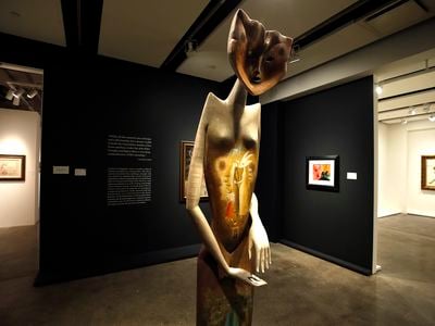 La Grande Dame (The Cat Woman)&nbsp;by Leonora Carrington on display at Sotheby&#39;s in New York City

