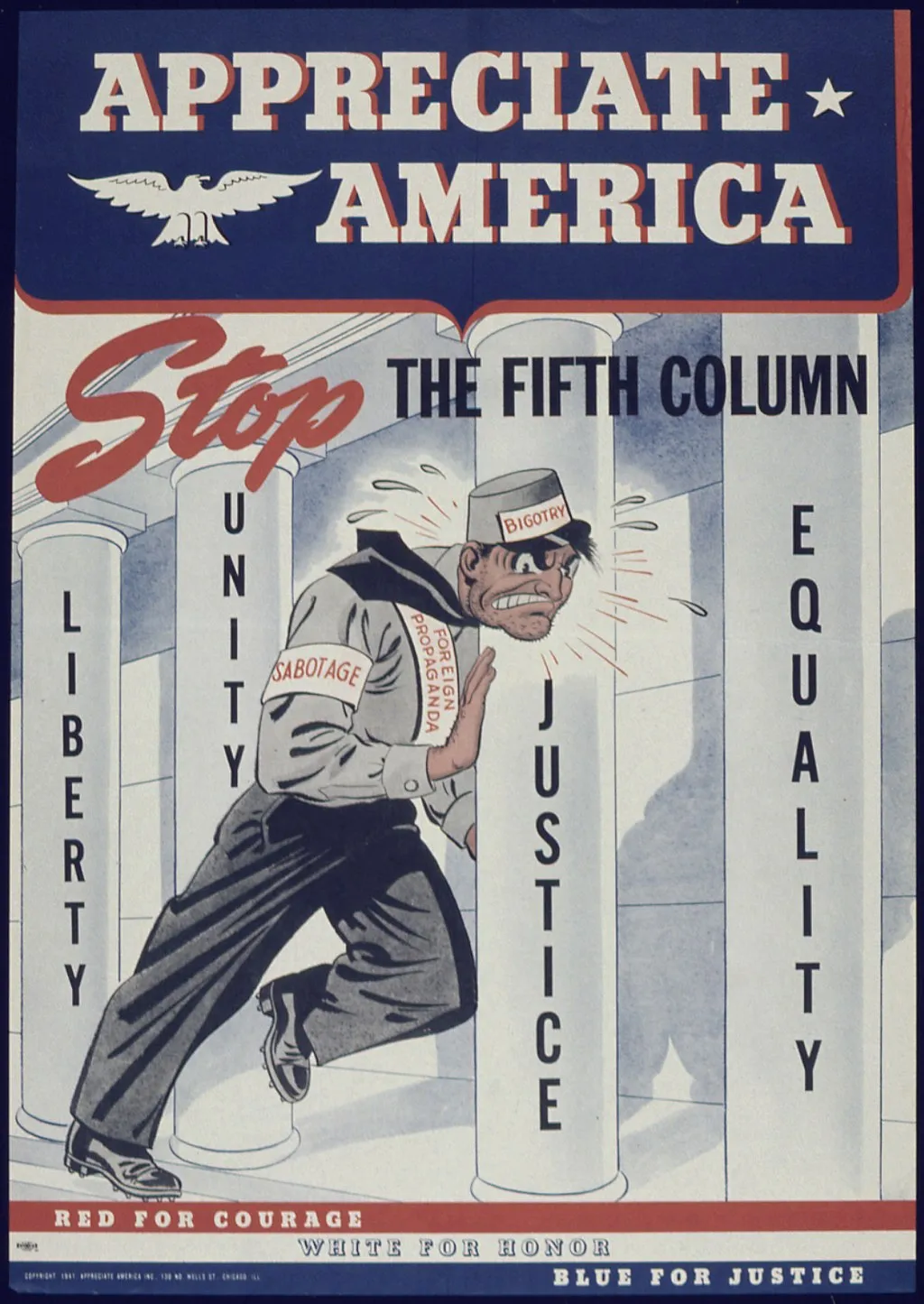 WWII propaganda poster about the fifth column