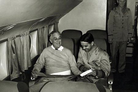 FDR inflight, with TWA pilot Otis Bryan.
