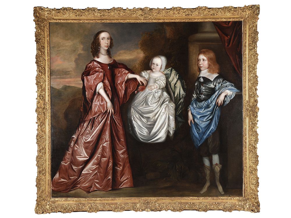 A portrait of the Wharton family's three children, painted in rich colors