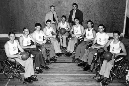 The Rolling Devils pose for a team photo, c. 1947.