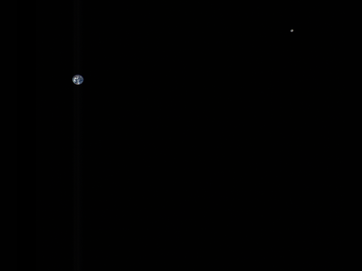 Earth and Moon seen from 3 million miles away on October 2, 2017.