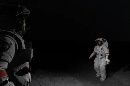A scene from "Into Space," produced by the German VR studio Faber Courtial. First Step covers the Apollo voyages of the 1960s. Second Step looks ahead to future moon and Mars exploration.