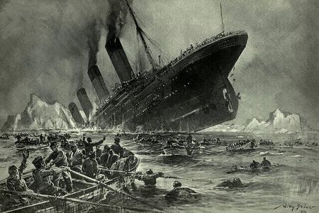 This engraving of the 'Titanic' sinking was made shortly after the event happened, when the world was still reeling from the massive loss of life.