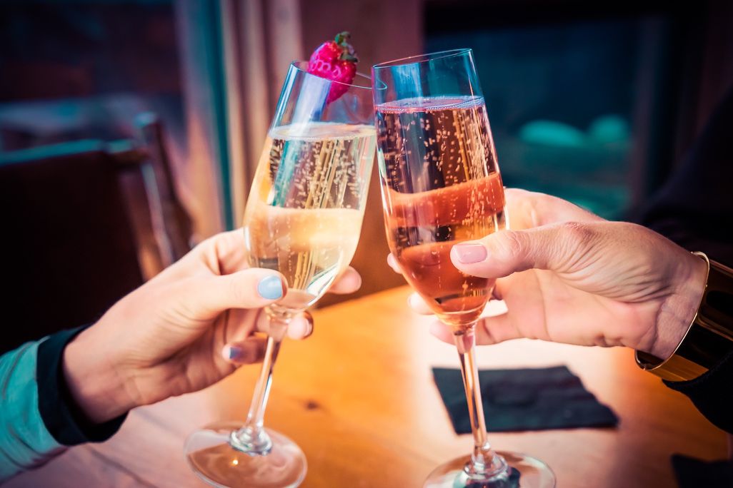 Champagne glasses cheersing