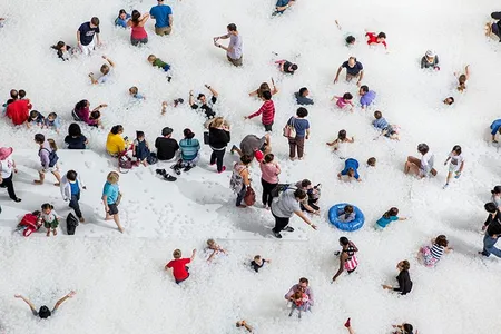 Visitors at the National Building Museum in Washington, D.C., can take a trip to the seaside inside. 