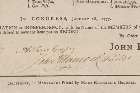 Detail of a copy of the Declaration printed by Goddard