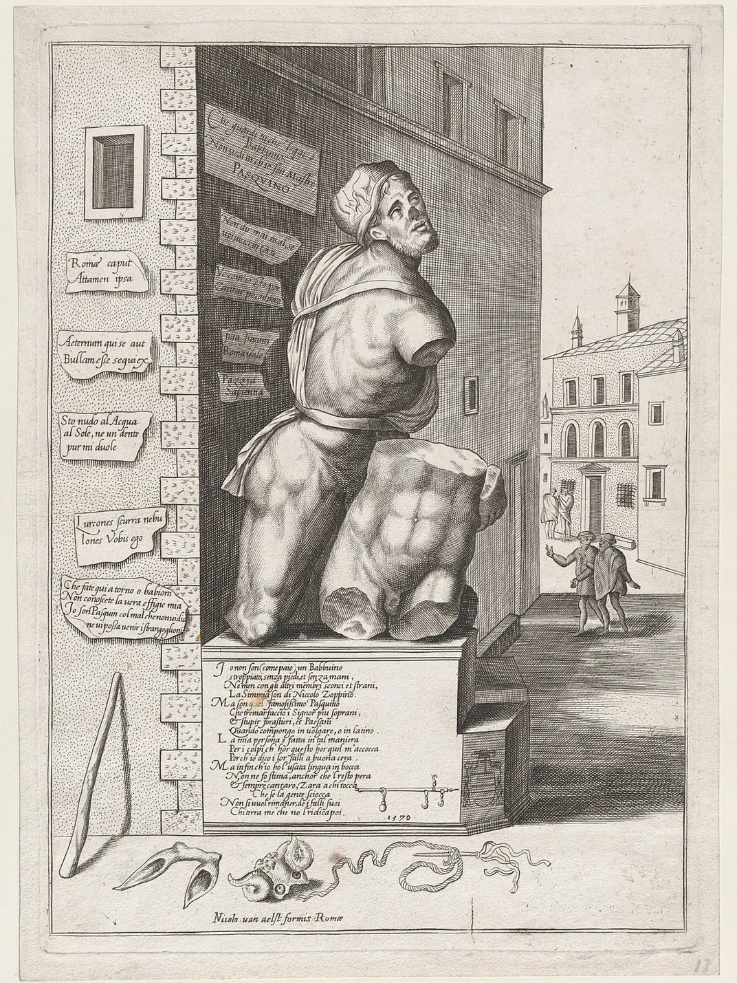 A 1550 engraving of Pasquino