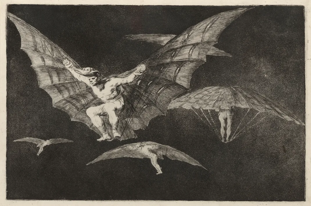 Los Disparates (No. 13: Modo de Volar), Francisco de Goya, etching on paper, 1815-1823