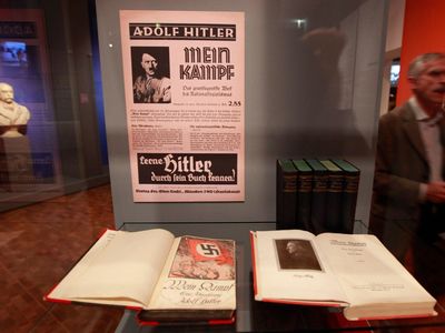 Copies of Hitler's Mein Kampf are displayed at a German museum. The controversial manifesto has been banned in Germany since the end of World War II.