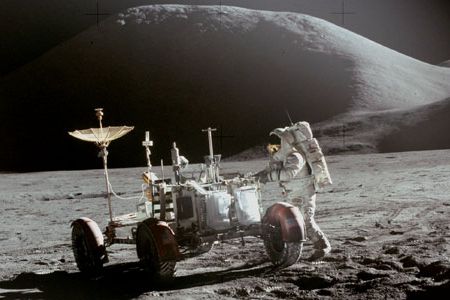 Astronaut Jim Irwin explores the Hadley landing site on July 31,1971.